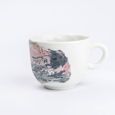 porcelánový šálek nippon vhodný na cappuccino s barevným mramorováním